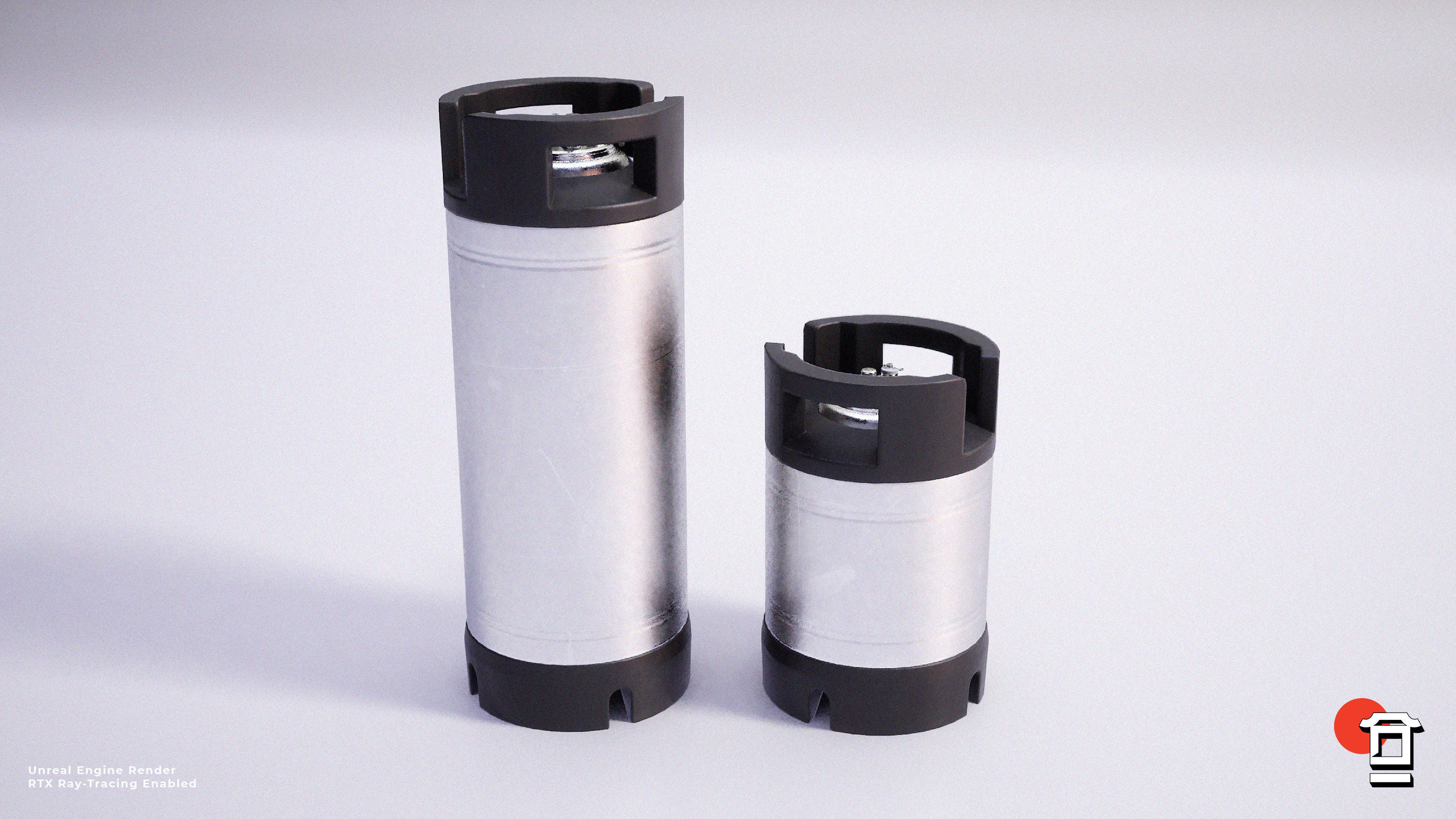 Steel Beer Keg Set - PBR Game Ready - Low-poly 3D model_10
