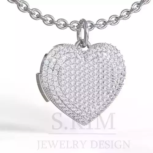 4 Heart lockets with diamonds and without diamonds 18mm and 25mm