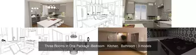 Three Rooms In One Package -Bedroom   Kitchen   Bathroom