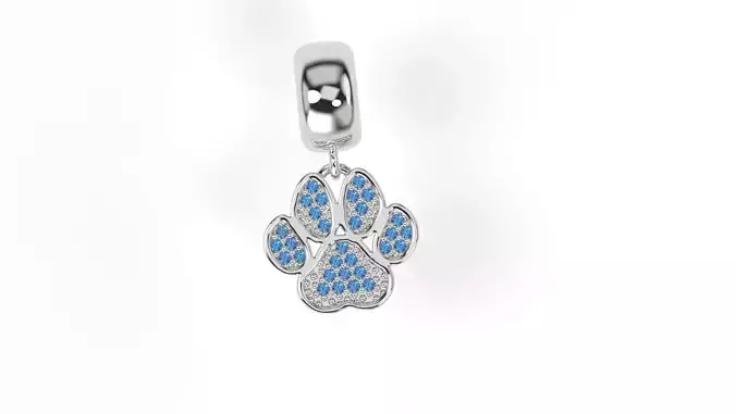 Charm Dog Paw with Gems