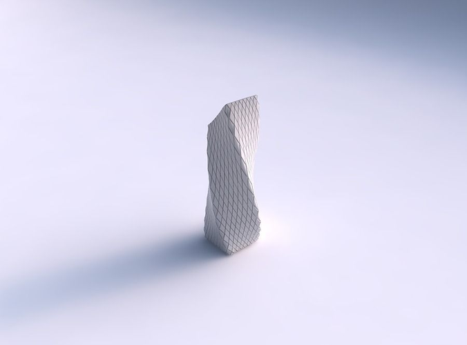 Vase twisted bent rectangle with diagonal grid plates 3D print model