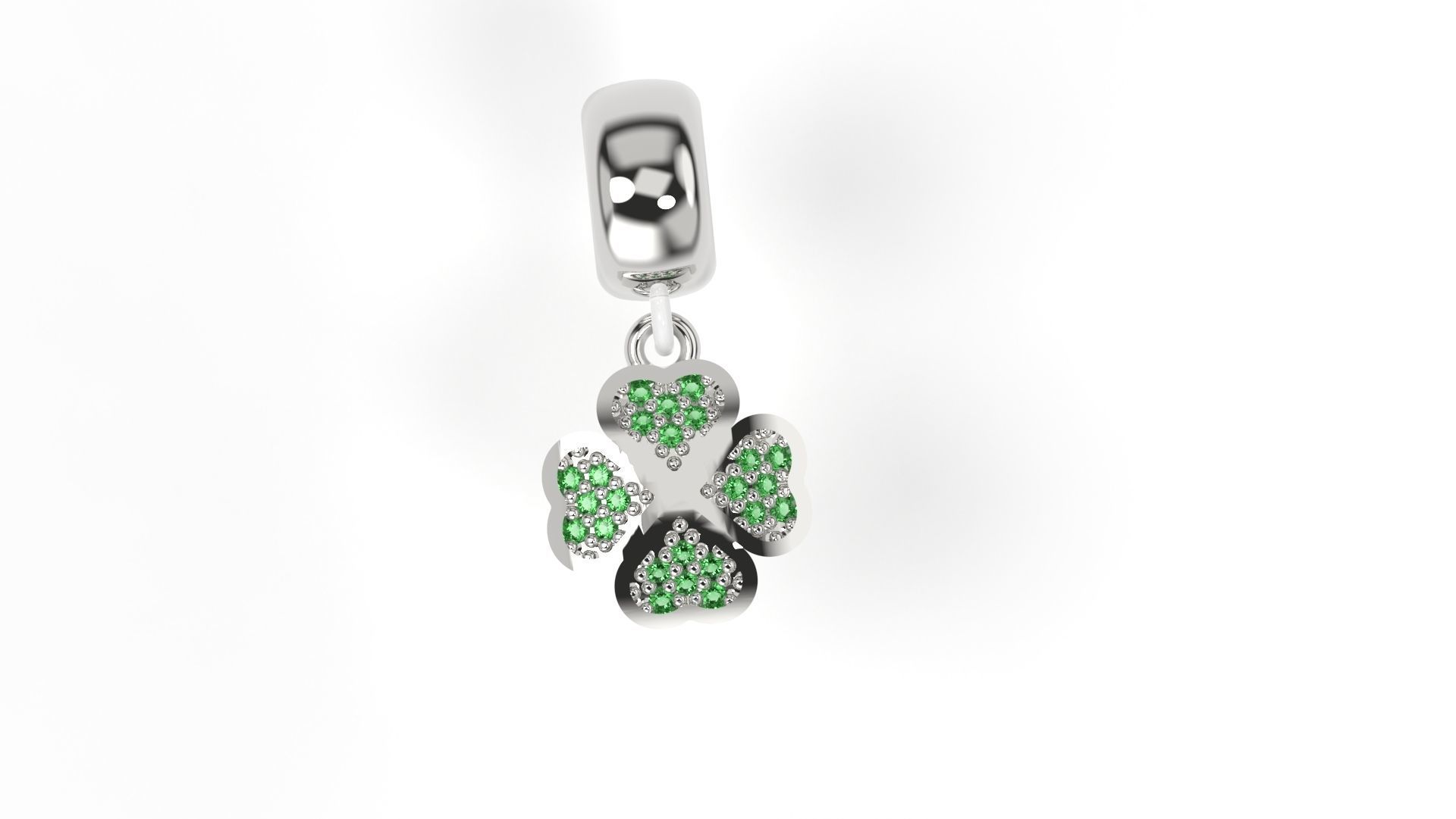 Lucky clover Charm studded with emeralds 3D print model_1
