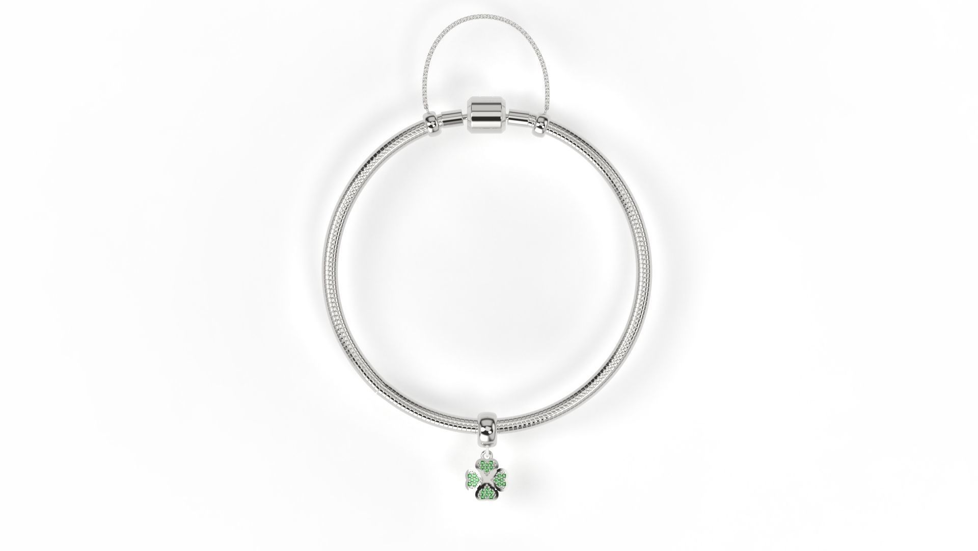 Lucky clover Charm studded with emeralds 3D print model_4