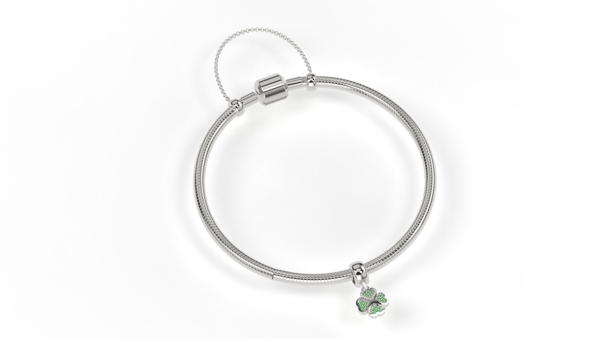 Lucky clover Charm studded with emeralds 3D print model_3