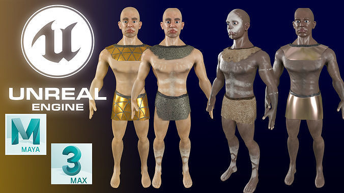 Neanderthal  Warrior  Low Poly Game Ready Low-poly 3D model