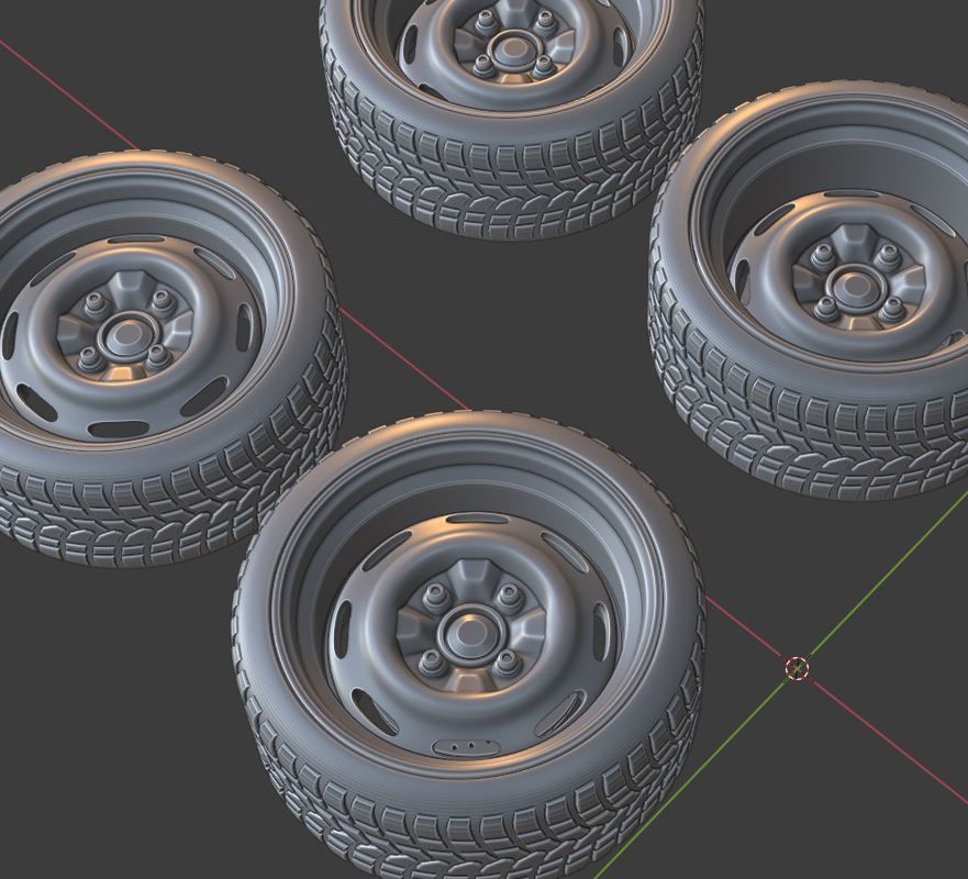 KC STEEL WHEEL SET 3 OFFSETS FRONT AND REAR for diecast 3D print model_7