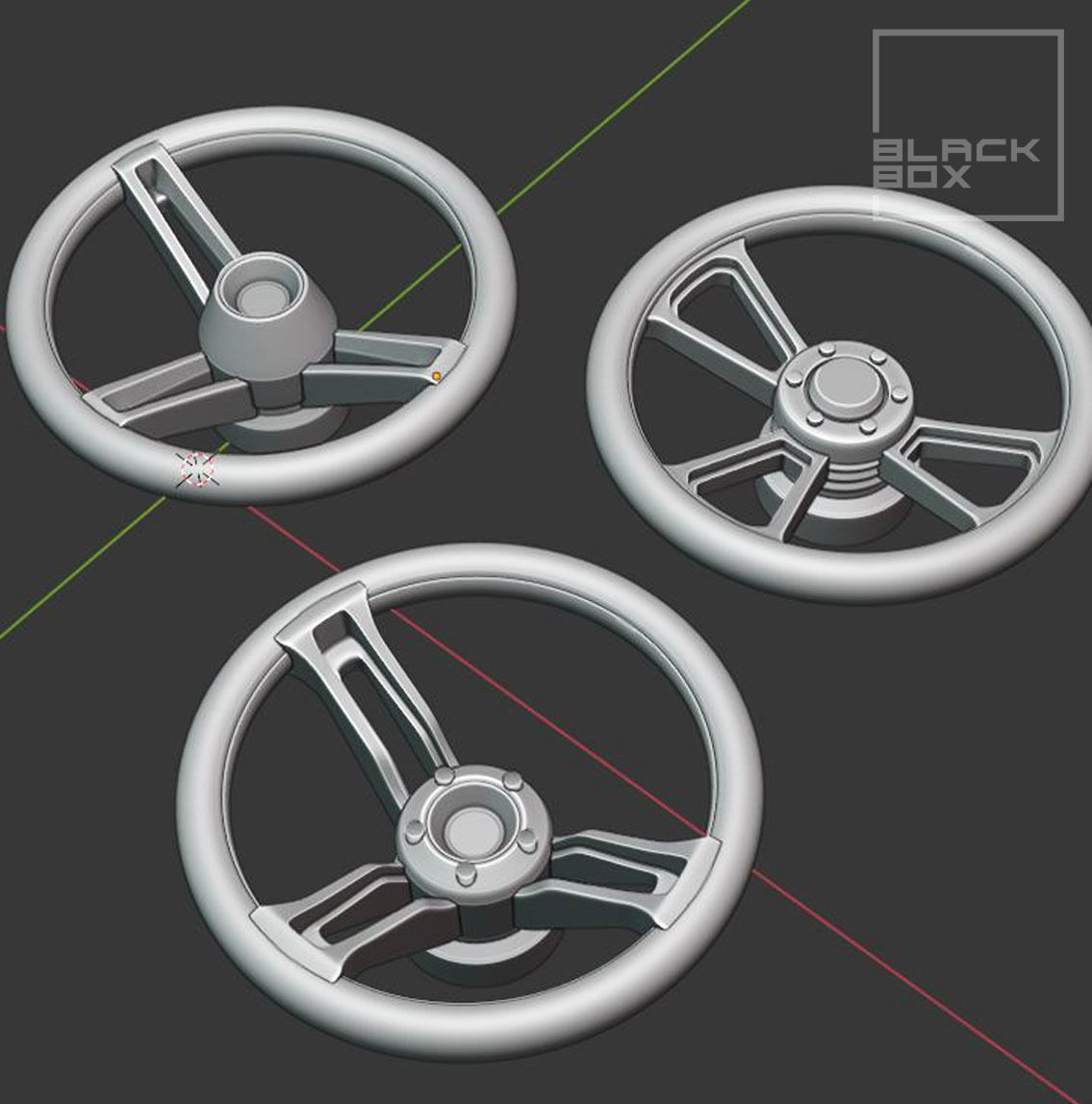 STEERING WHEEL SET 2 FOR DIECAST AND MINIATURES 3D print model_3