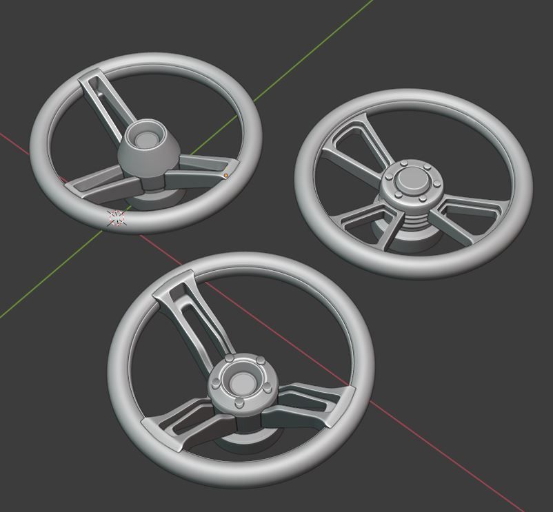 STEERING WHEEL SET 2 FOR DIECAST AND MINIATURES 3D print model_4