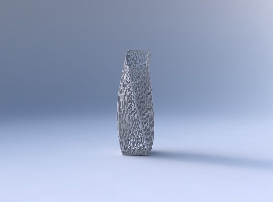 Vase twisted bent rectangle with dense organic lattice 2 3D print model_4