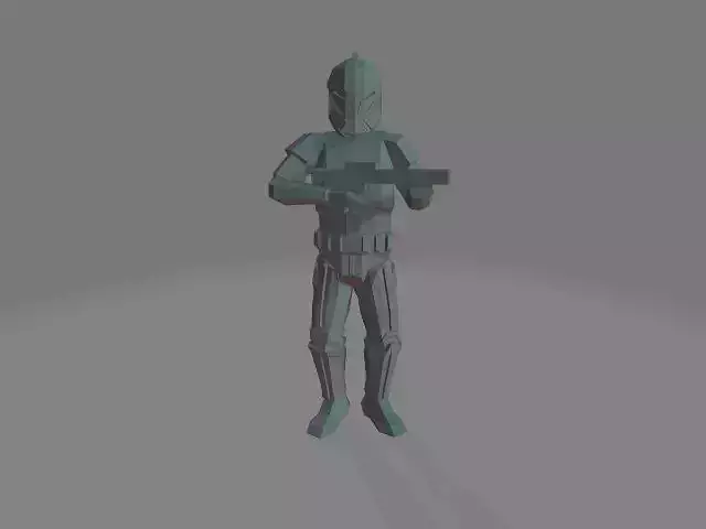 Clone star wars trooper holding gun 3D print model