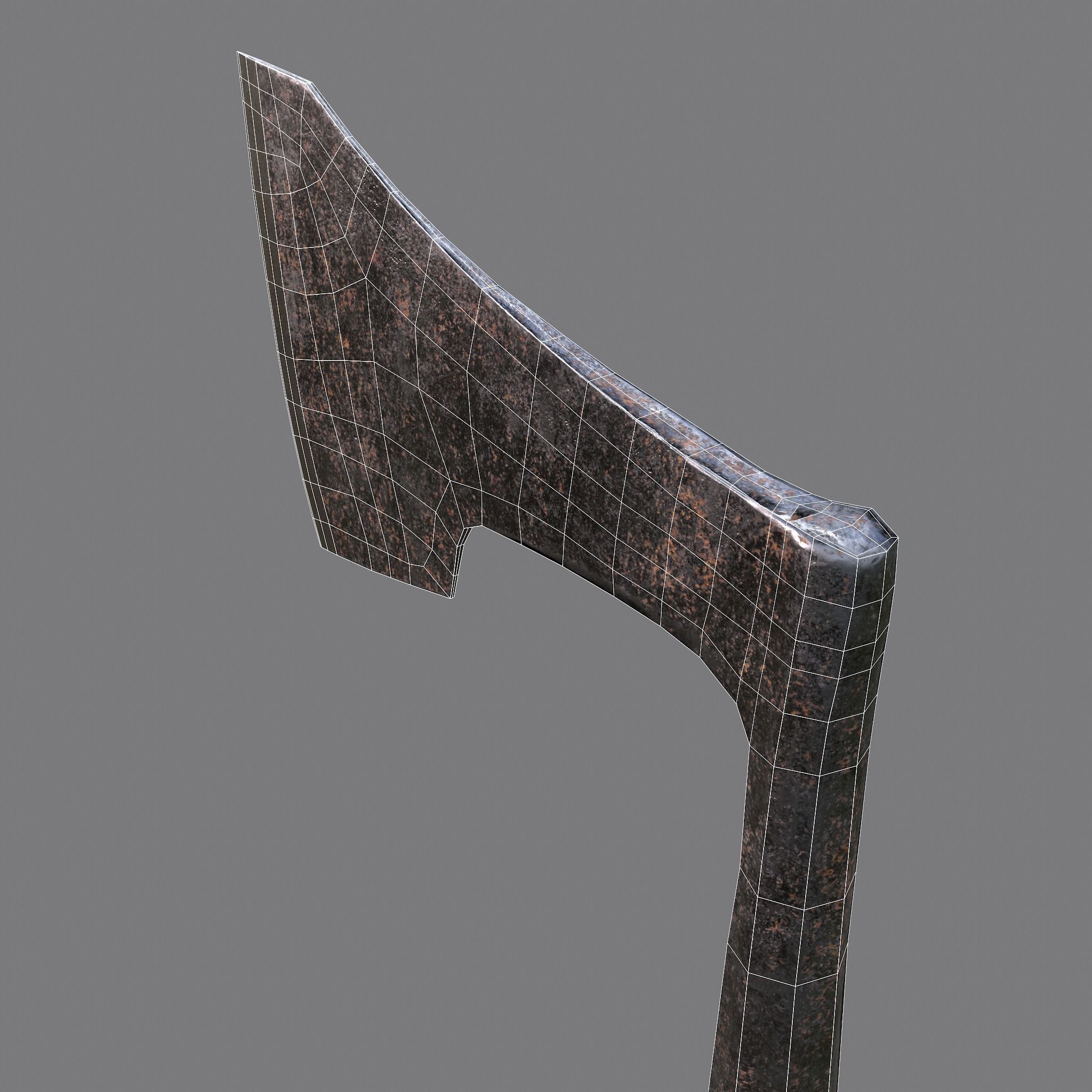 Carpentry Axe Low-poly 3D model_15