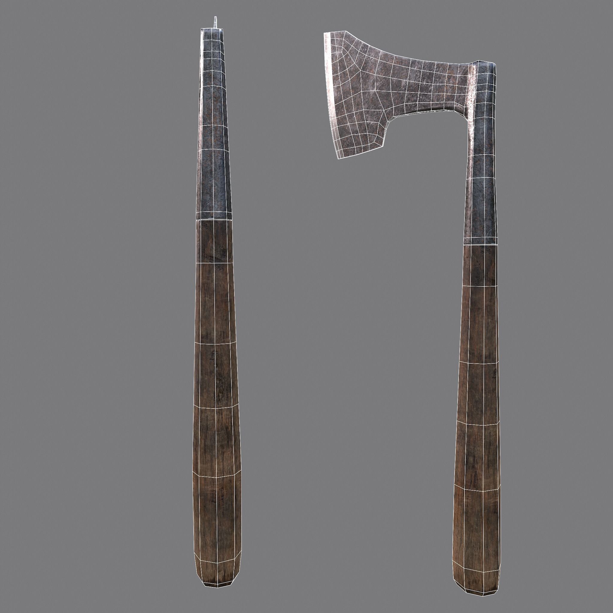 Carpentry Axe Low-poly 3D model_14