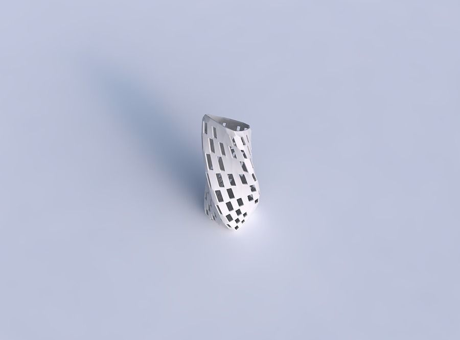 Vase twisted bent rectangle with checker grid lattice 2 3D print model_1
