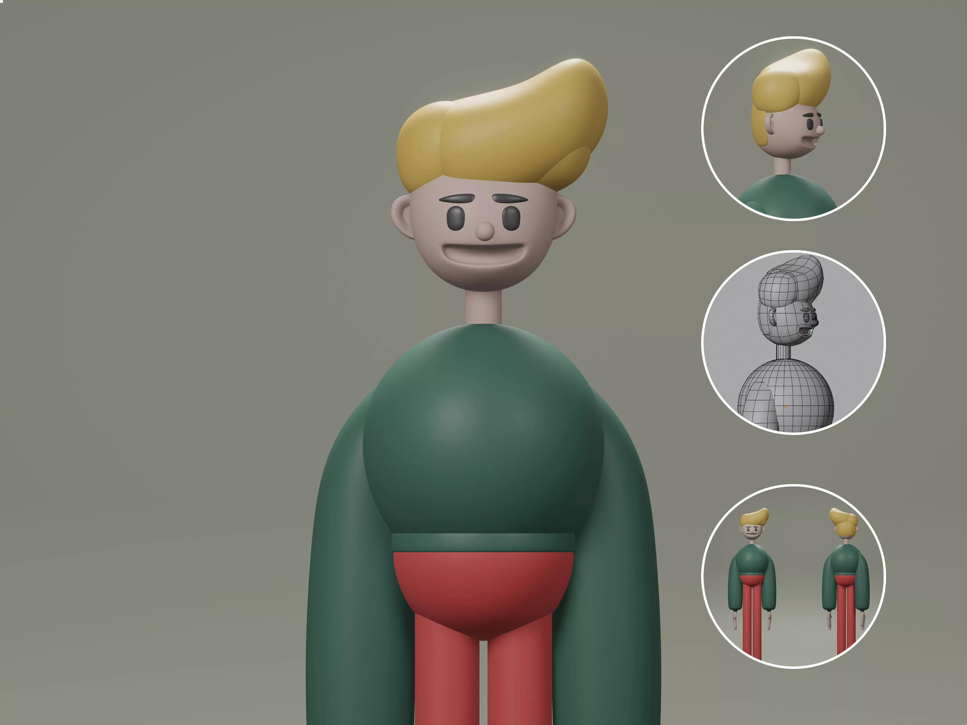 Male cartoon characters base mesh Low-poly Low-poly 3D model