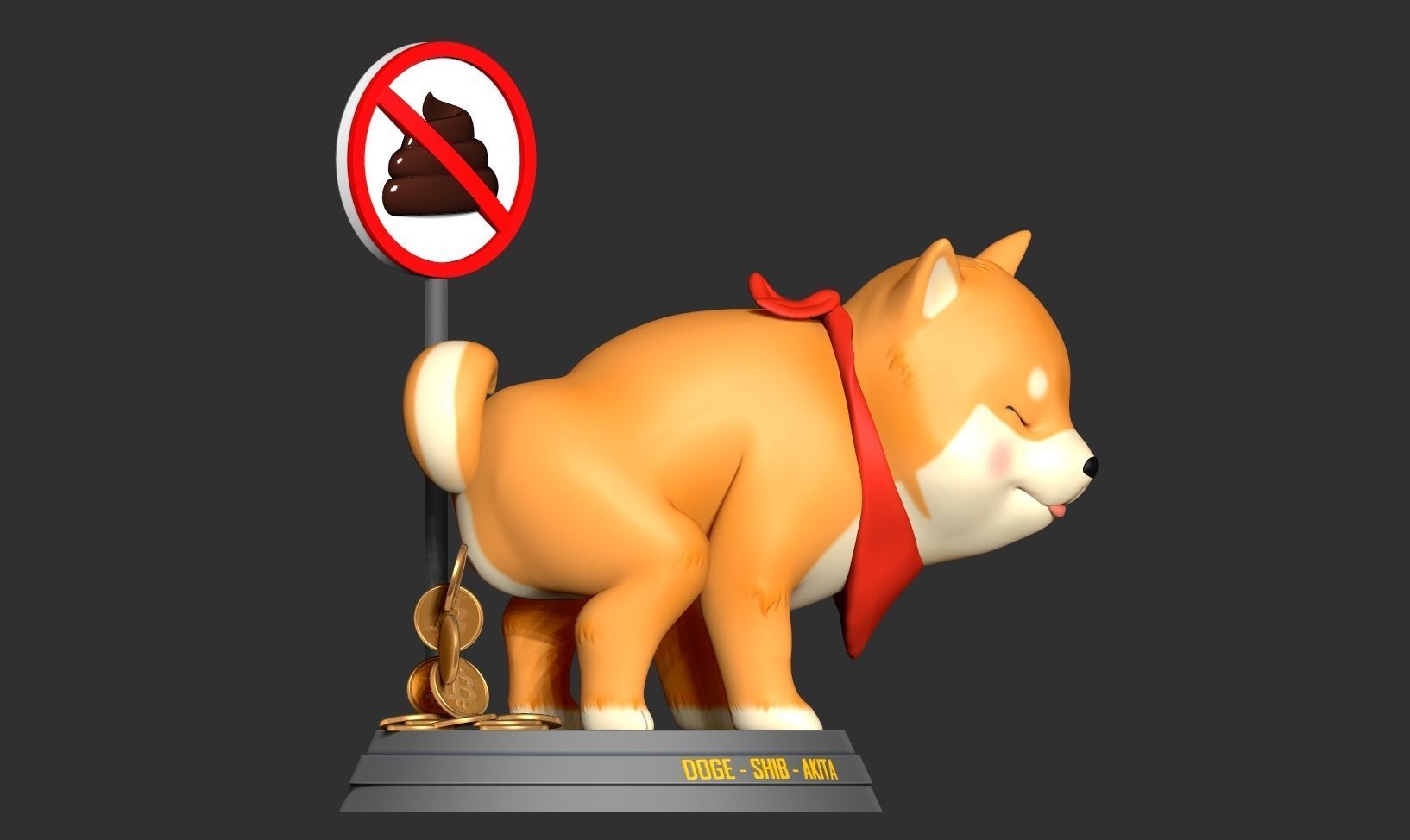 Shiba with cryptocurrency 3D print model_10