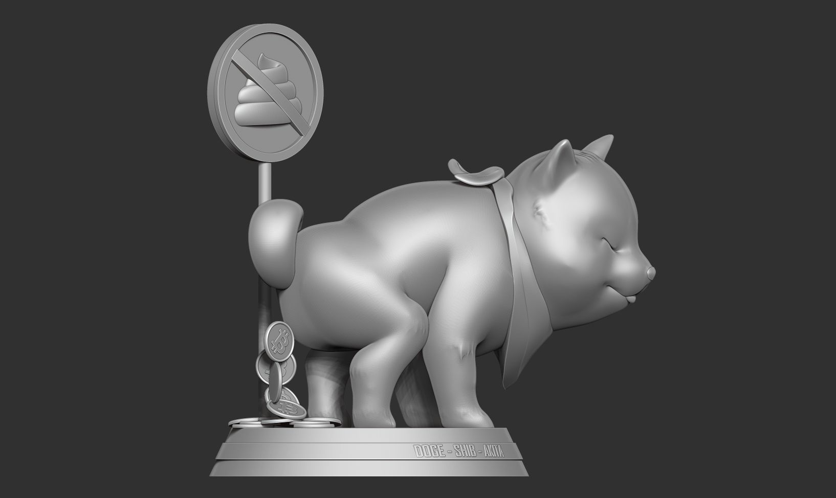 Shiba with cryptocurrency 3D print model_11