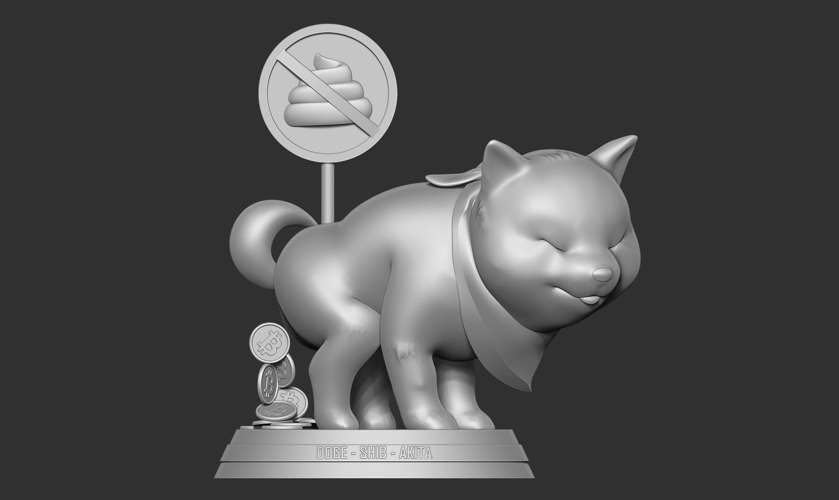 Shiba with cryptocurrency 3D print model_7