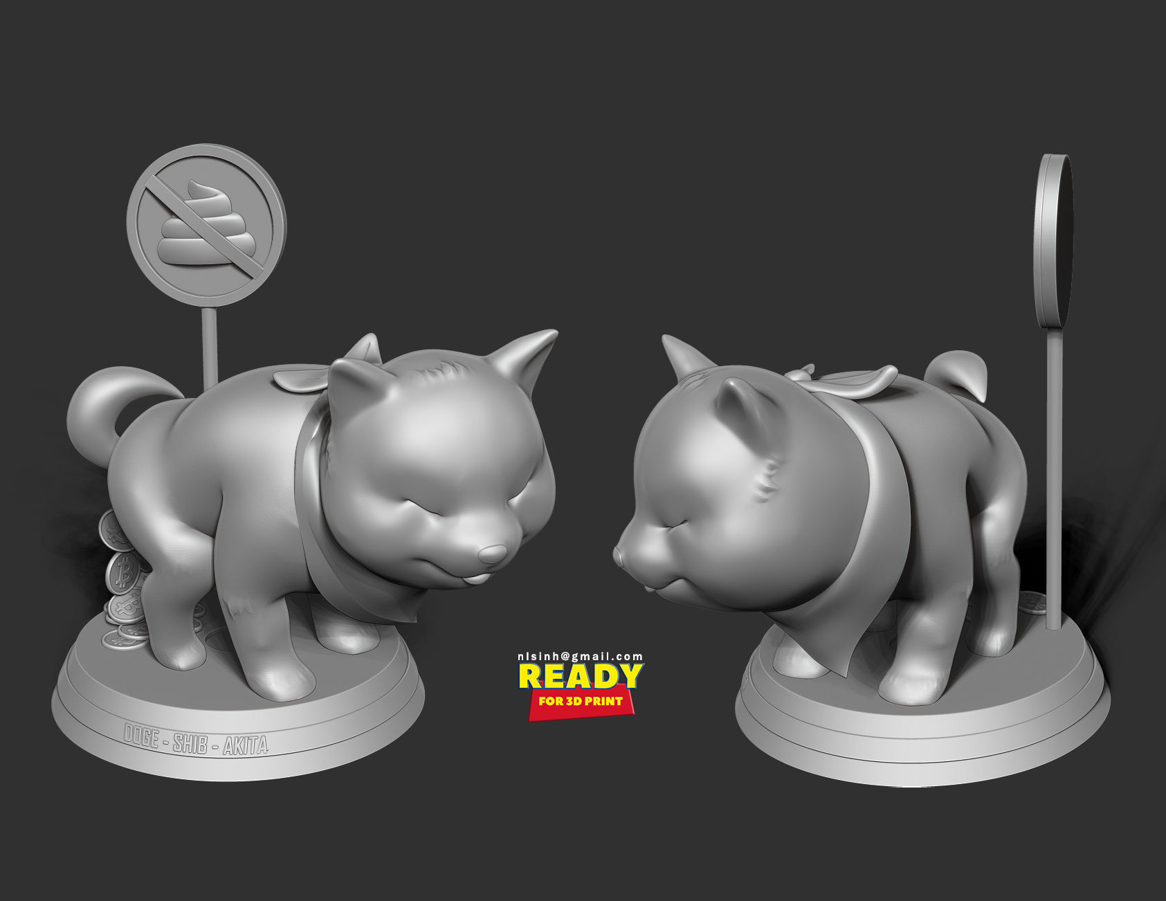 Shiba with cryptocurrency 3D print model_5