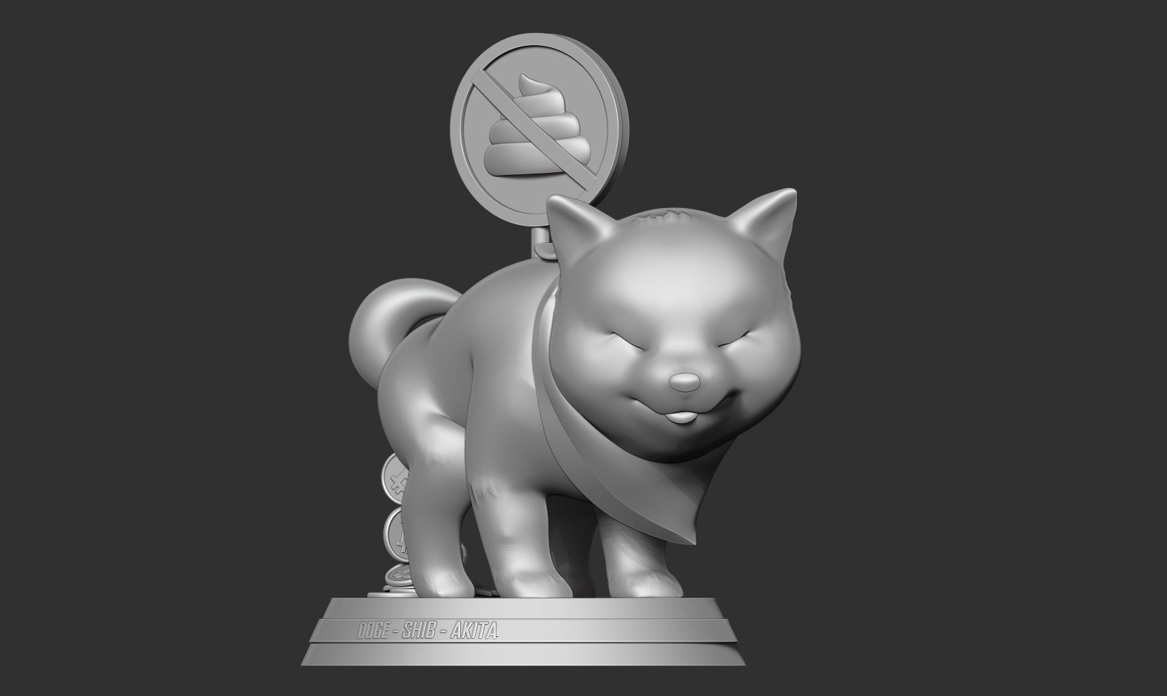 Shiba with cryptocurrency 3D print model_9