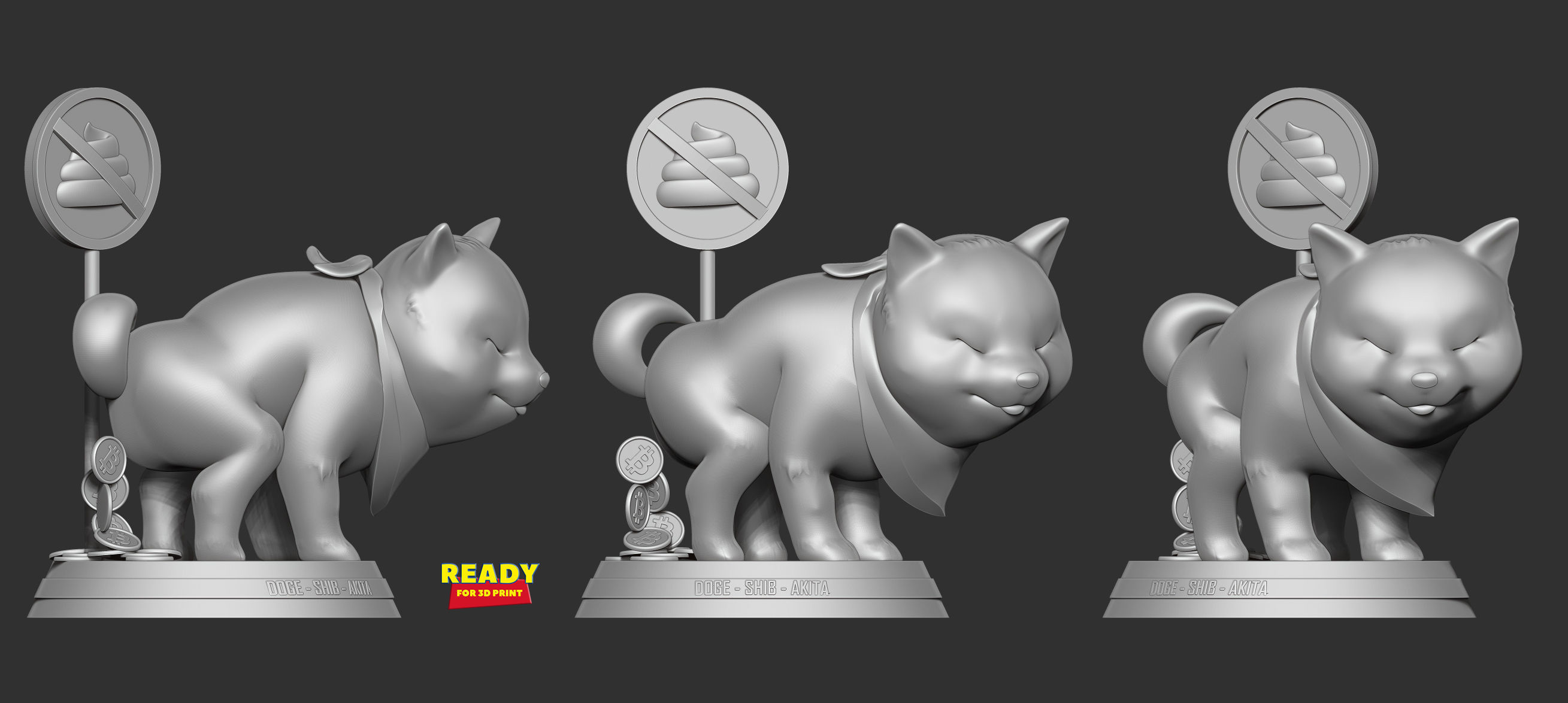 Shiba with cryptocurrency 3D print model_4