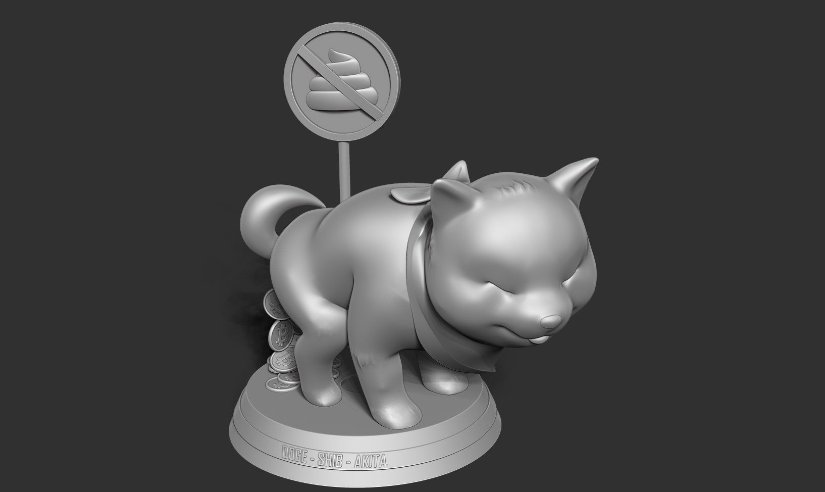 Shiba with cryptocurrency 3D print model_13