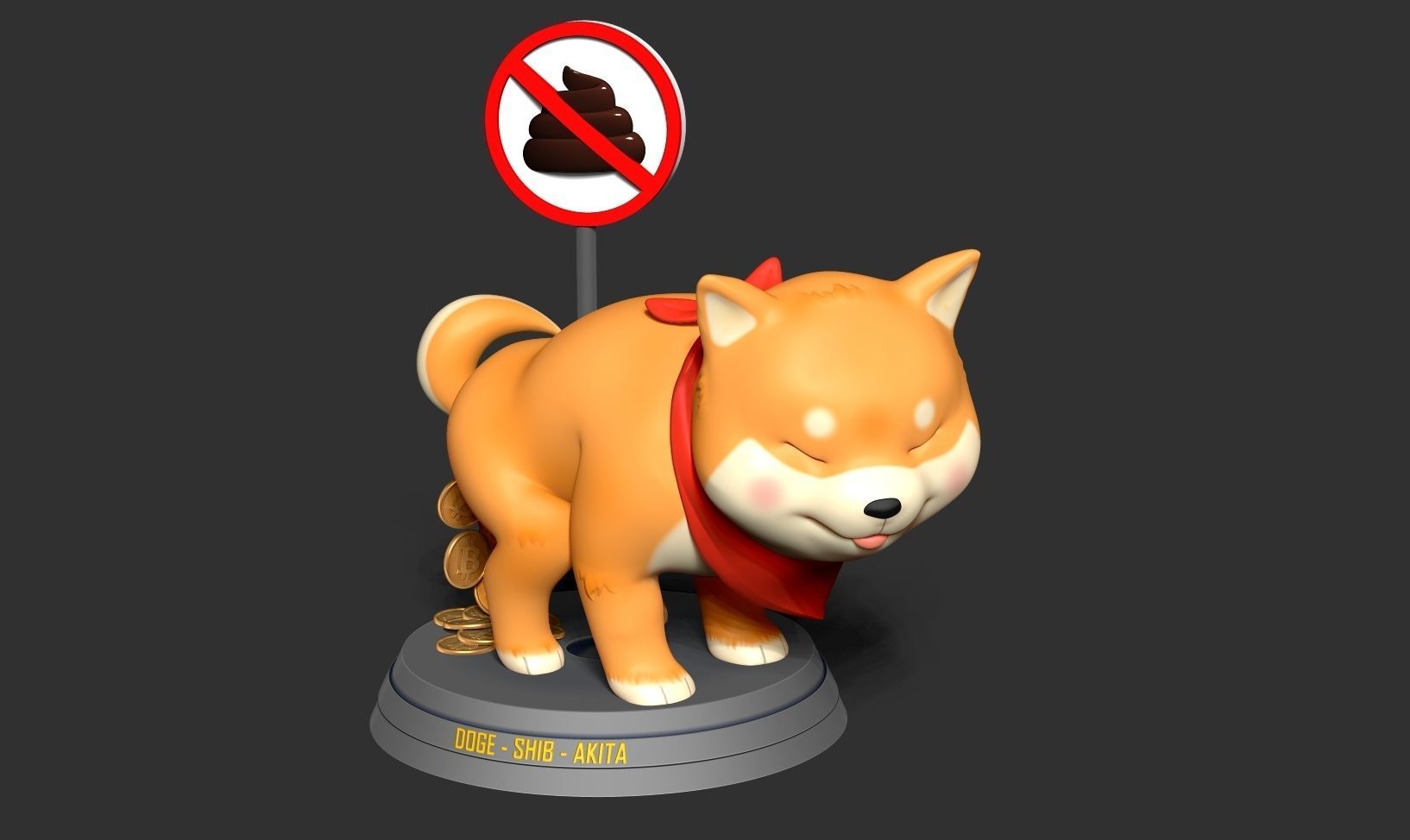 Shiba with cryptocurrency 3D print model_12