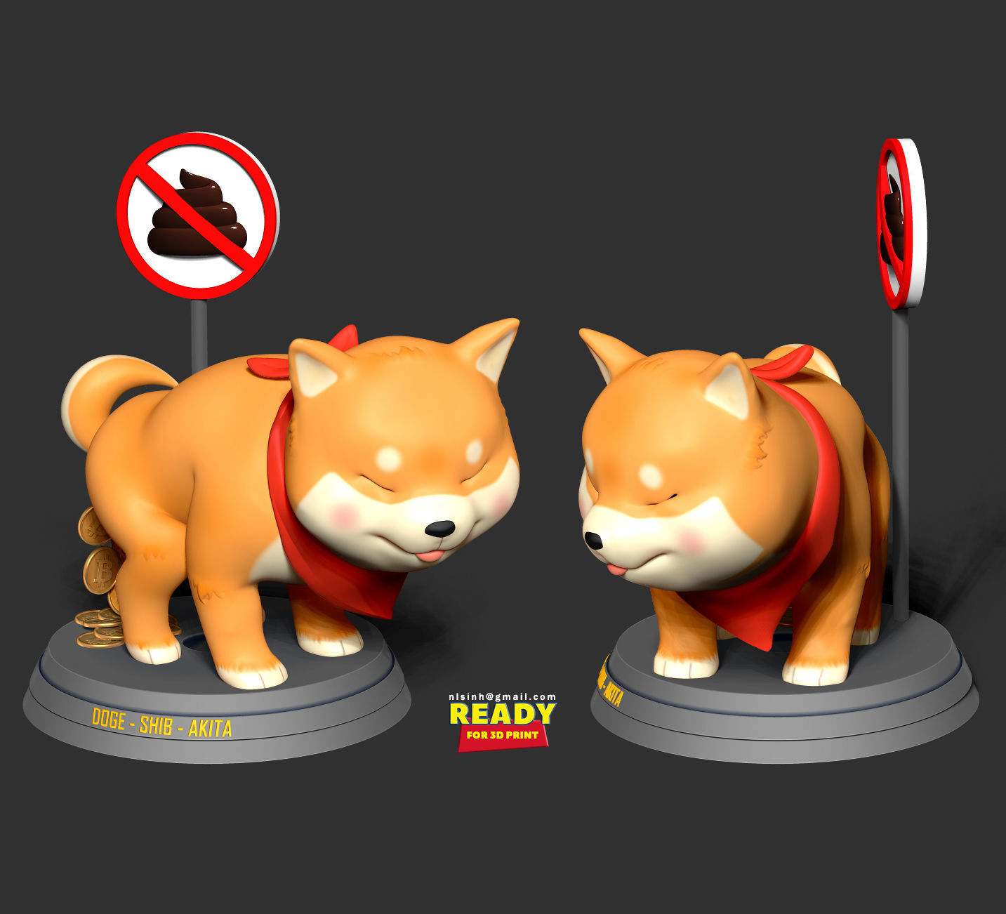 Shiba with cryptocurrency 3D print model_3