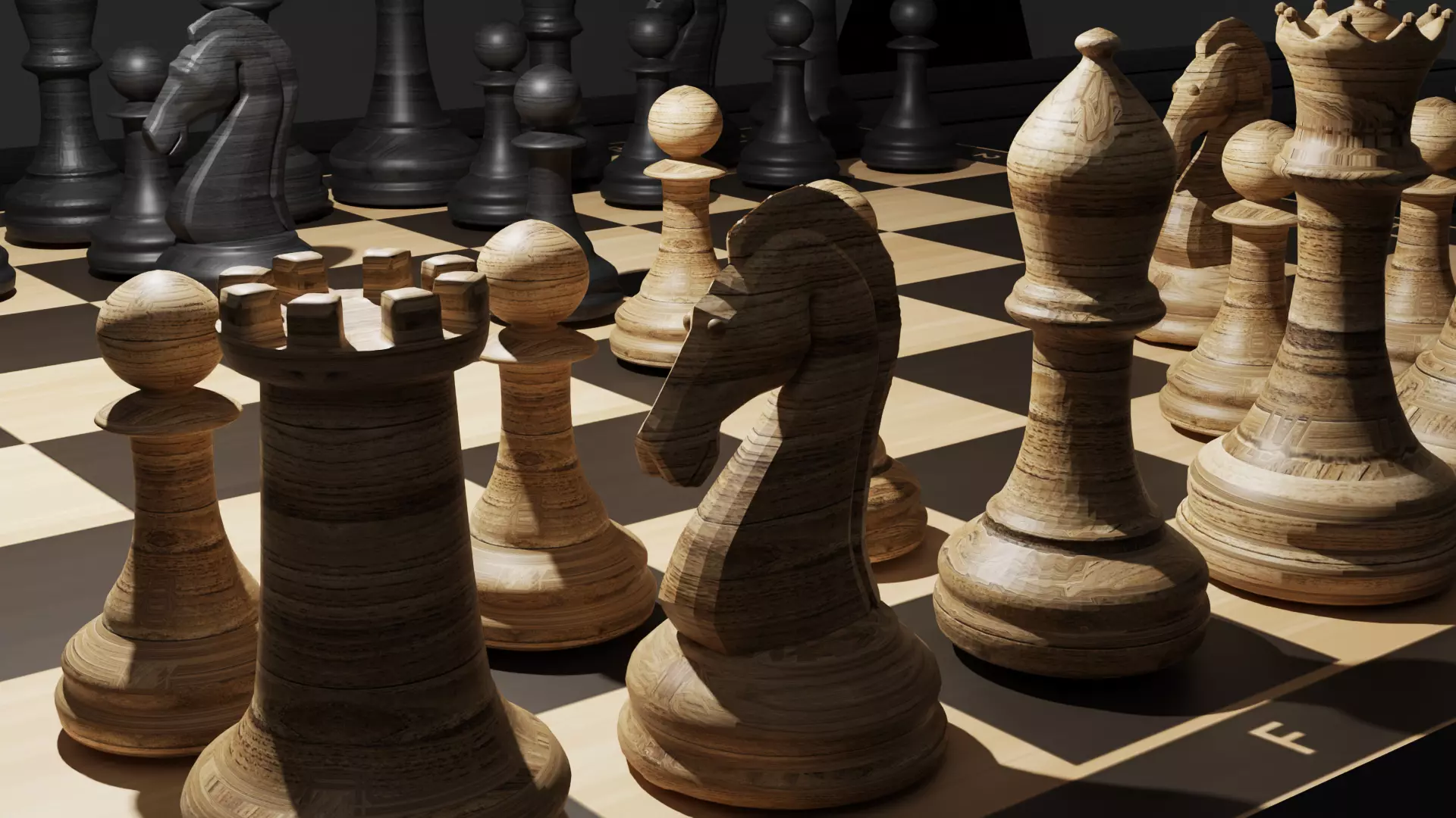 Classic wood chess set 3D model