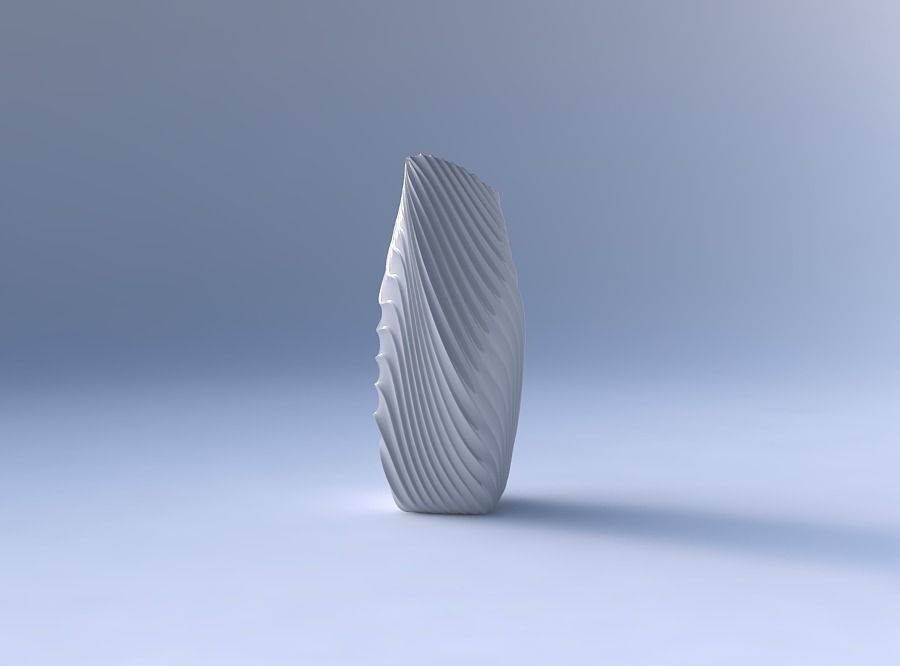 Vase twisted arc rectangle with wavy extruded lines 3 3D print model_4