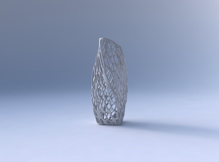 Vase twisted arc rectangle with twisted organic lattice 3D print model_4