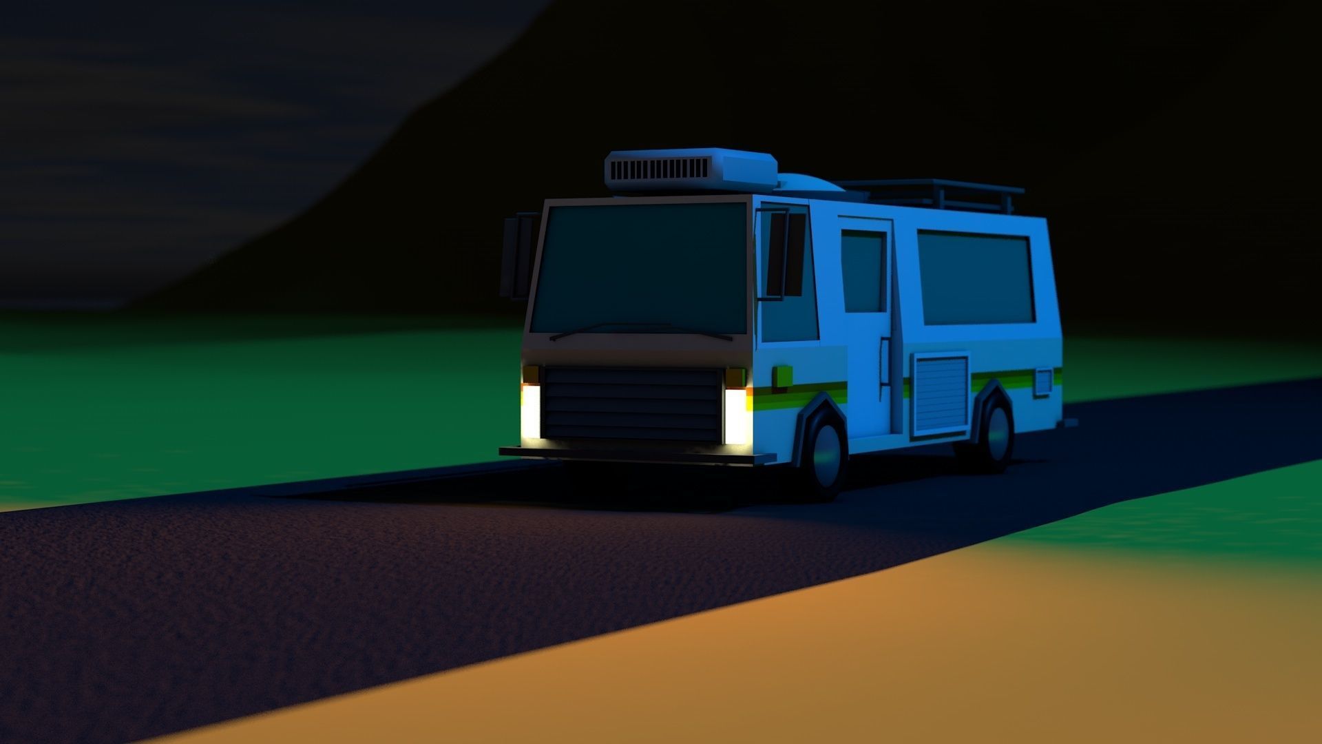 lowpoly camper van trailer SUV RV Low-poly 3D model_5