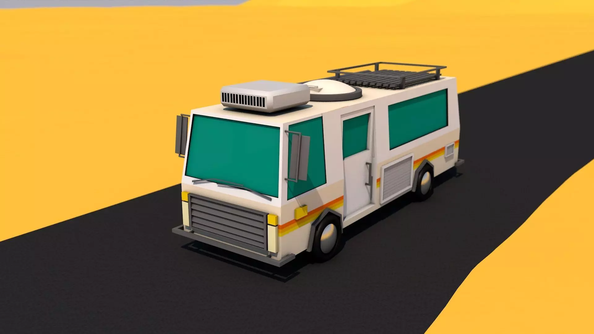 lowpoly camper van trailer SUV RV Low-poly 3D model_0