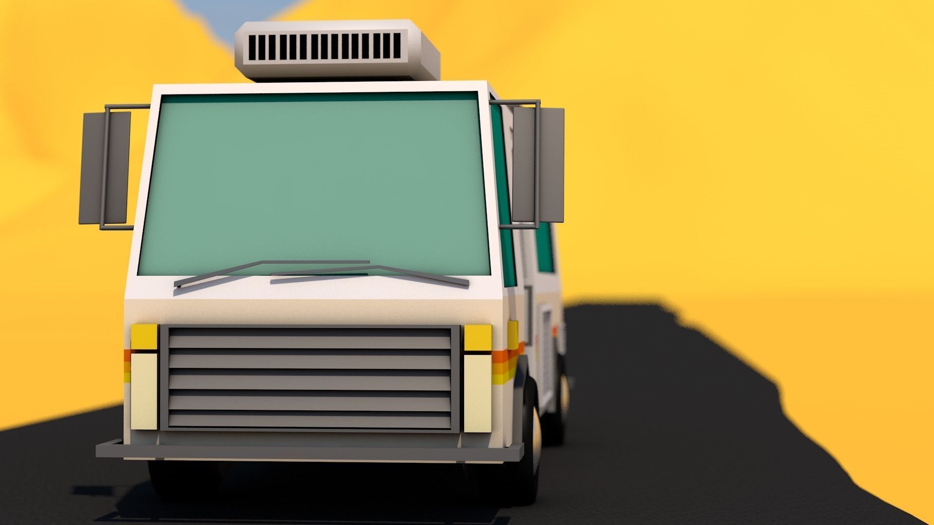 lowpoly camper van trailer SUV RV Low-poly 3D model_6