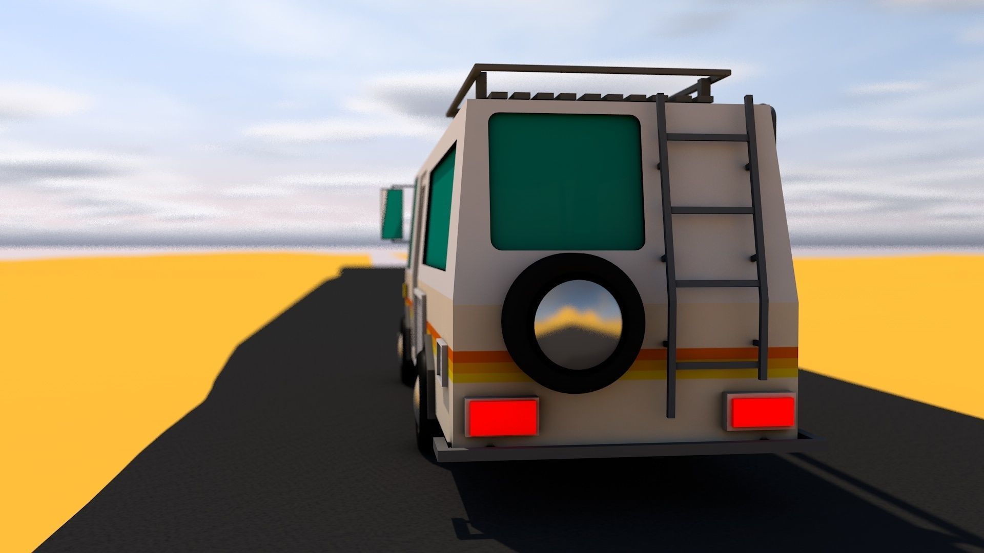 lowpoly camper van trailer SUV RV Low-poly 3D model_7