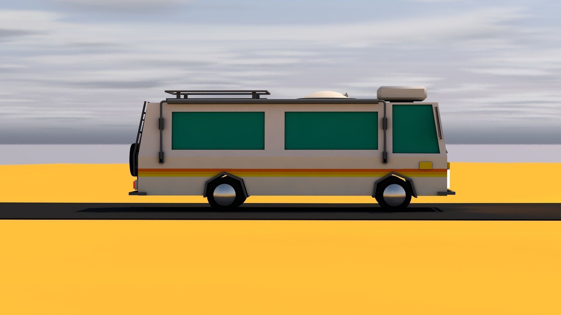 lowpoly camper van trailer SUV RV Low-poly 3D model_2