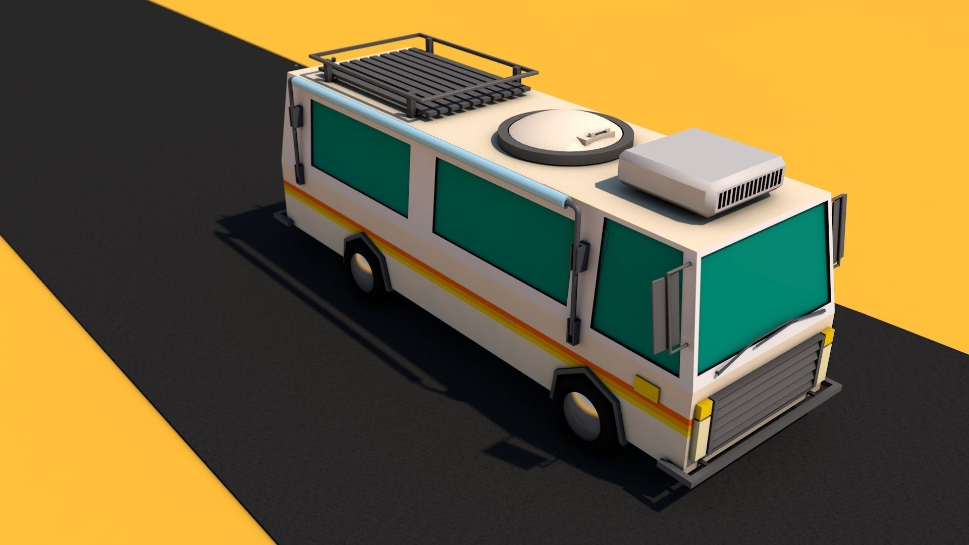 lowpoly camper van trailer SUV RV Low-poly 3D model_1