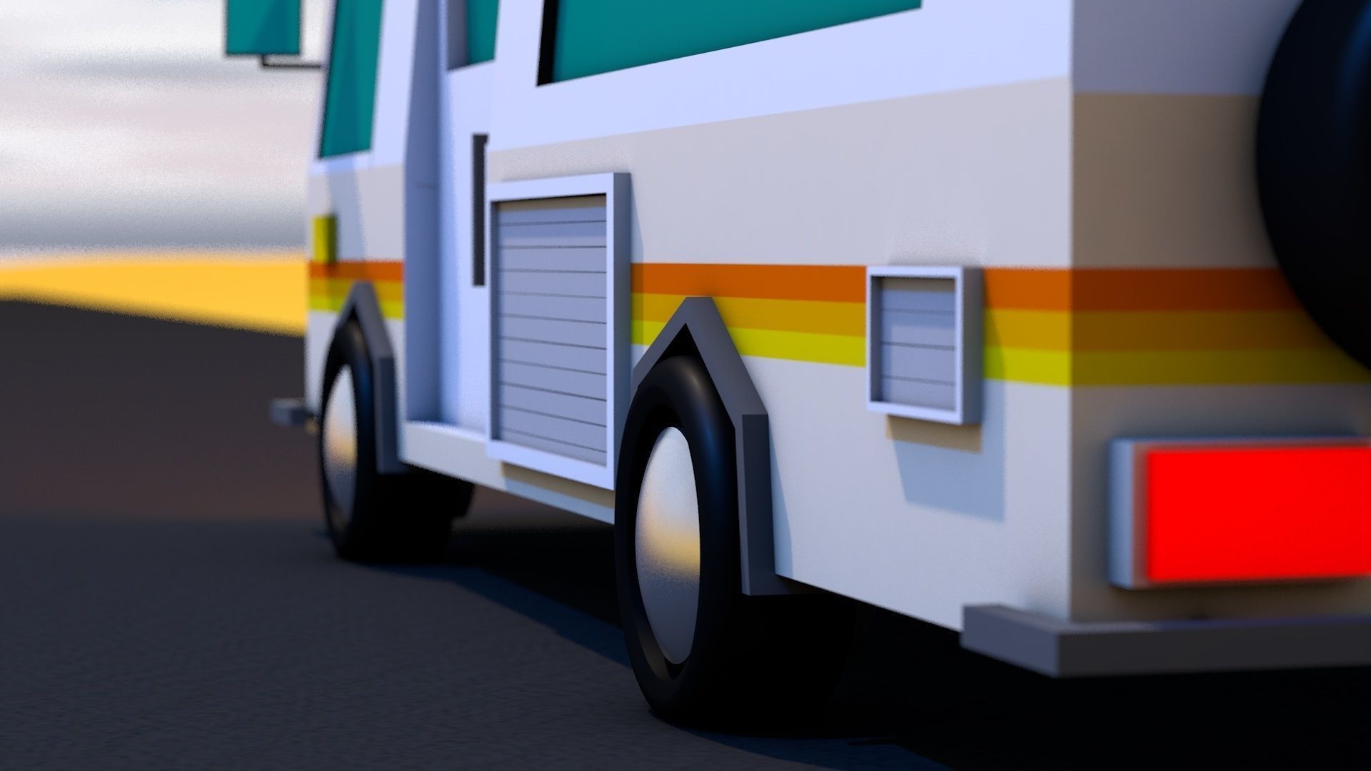 lowpoly camper van trailer SUV RV Low-poly 3D model_8