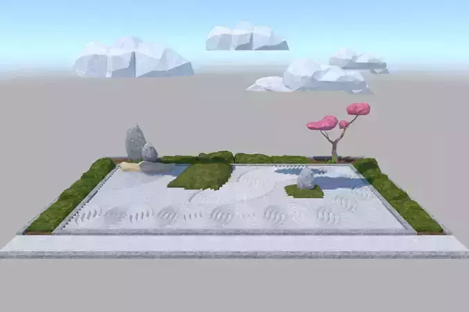 Japanese garden Karesansui pattern ripples