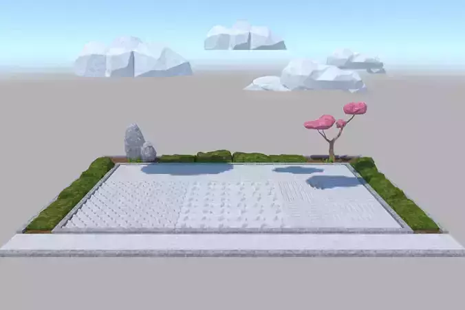 Japanese garden Karesansui pattern wave