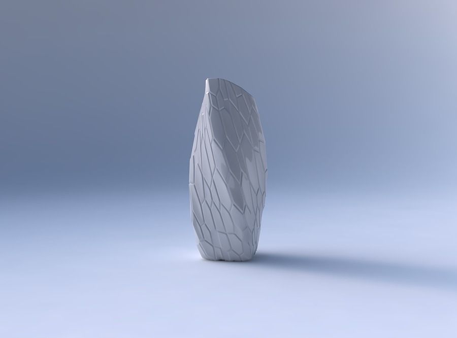 Vase twisted arc rectangle with organic cells 3D print model_4