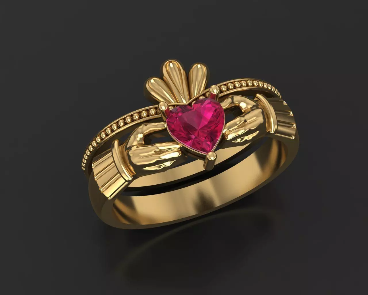 Claddagh ring 3D print model