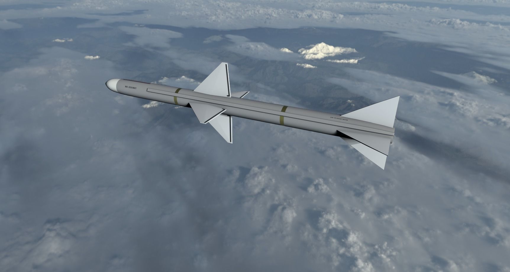 AIM-7 Missile Low-poly 3D model_7