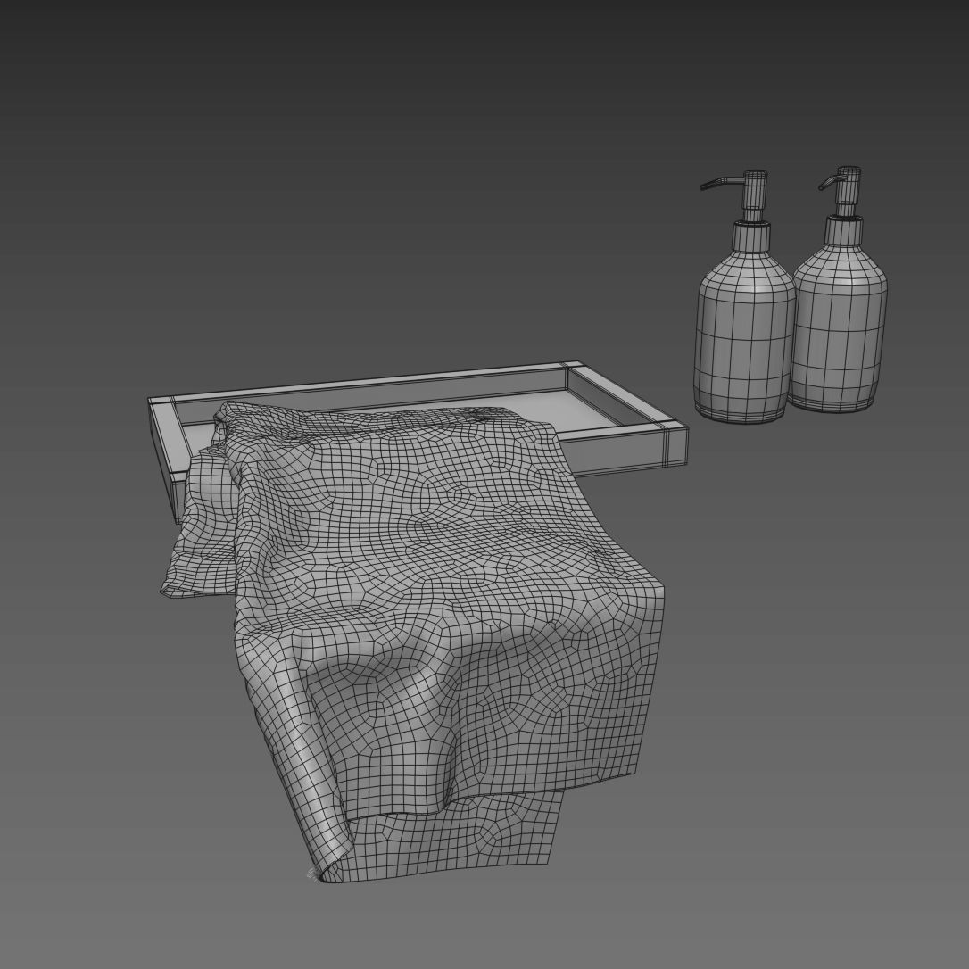 Wildsmith hand wash and lotion with a tray and towel 3D model_4