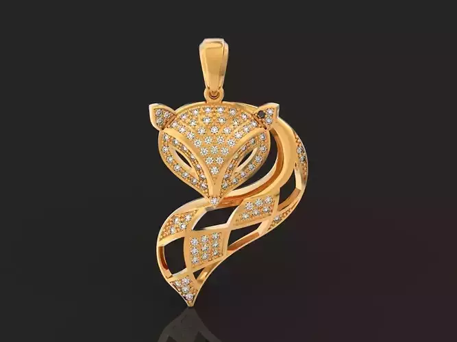 fox pendant in stones 1205