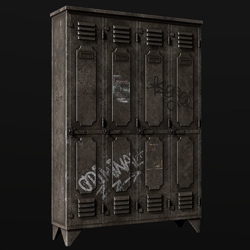 Old metal locker Low-poly 3D model