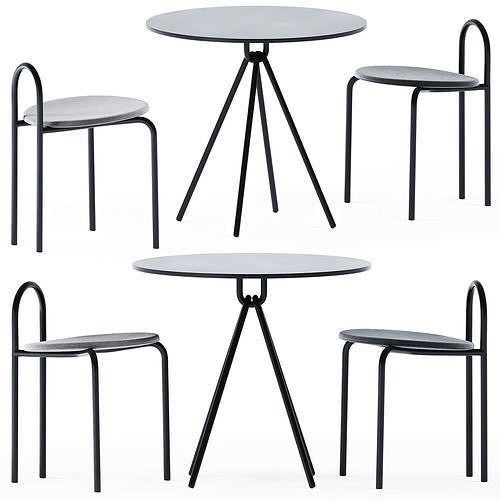 Piper Cafe Table by DesignByThem and Stool Michelle by SP01 3D model