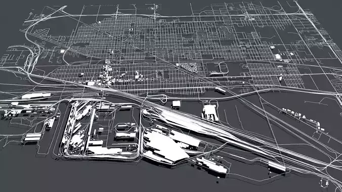 Cityscape Gary Indiana USA 3D model