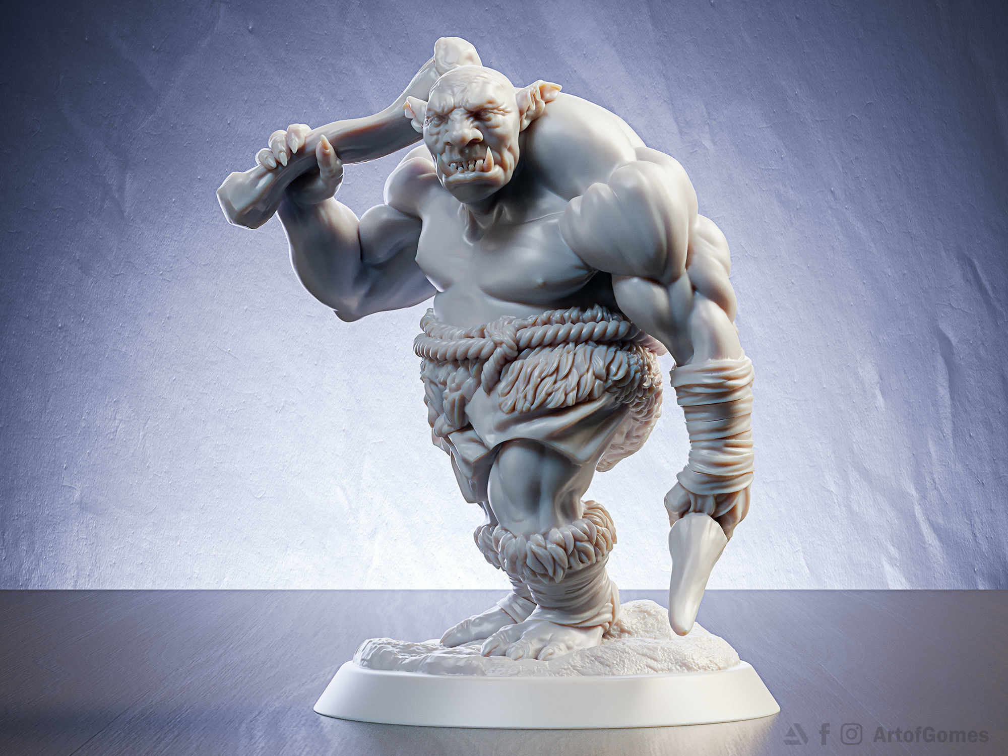 Troll Miniature 32mm and 75mm 3D print model_6