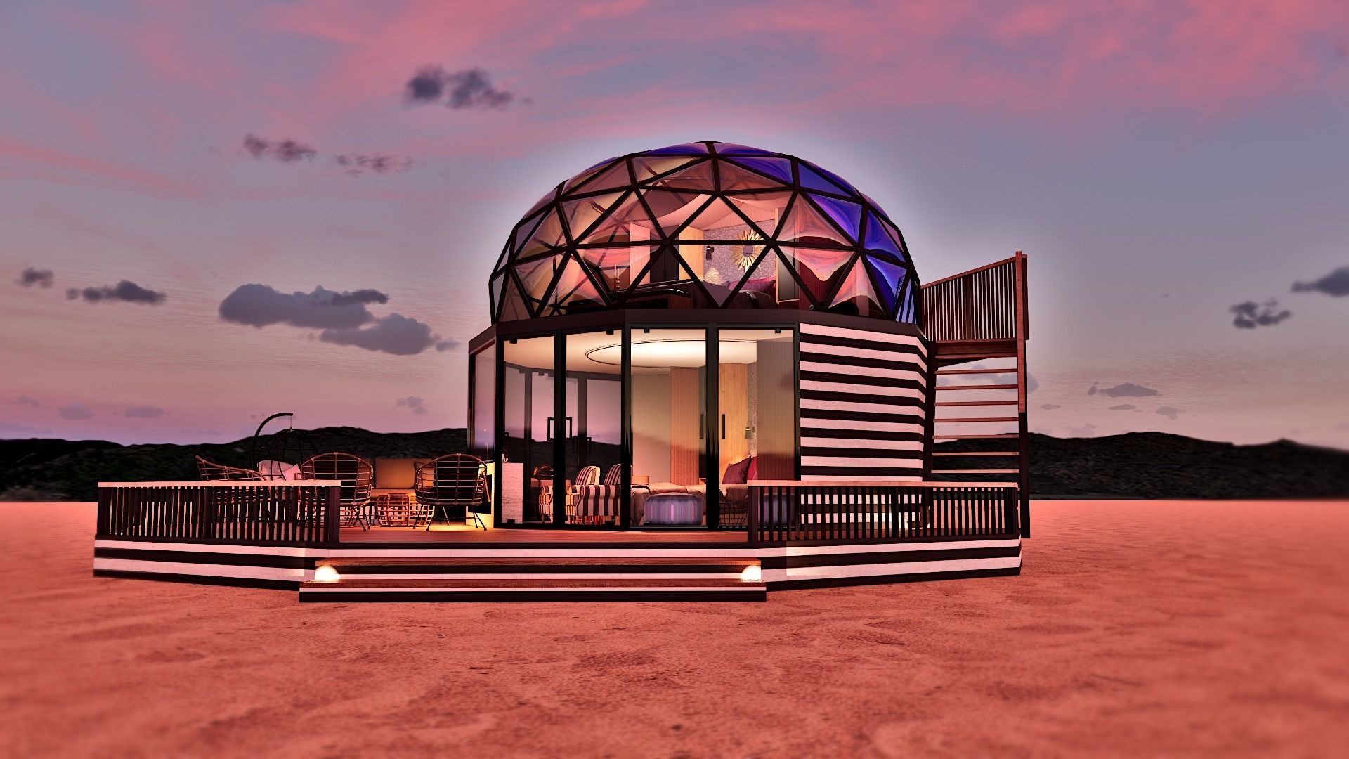 glamping pod geodesic dome PETRA  3D model_21