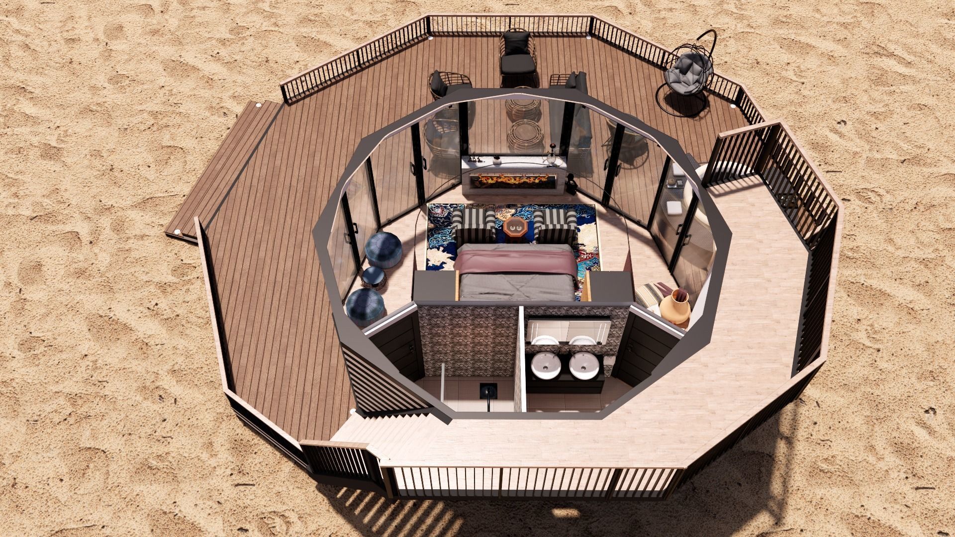 glamping pod geodesic dome PETRA  3D model_14